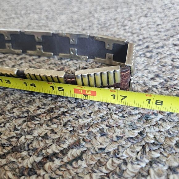Genuine Brown Alligator Leather Silver Studded Belt Captiva Collect. Model #5950 main image 4
